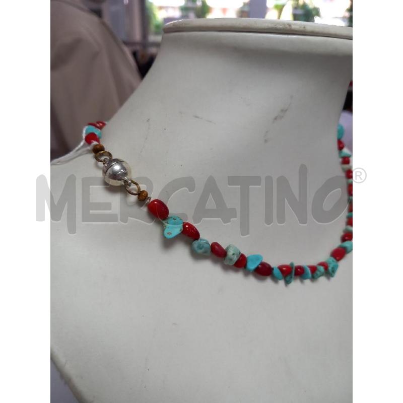COLLANA TURCHESE CORALLO ROSSO CHIUSURA MAGNETICA | Mercatino dell'Usato Roma porta di roma 2