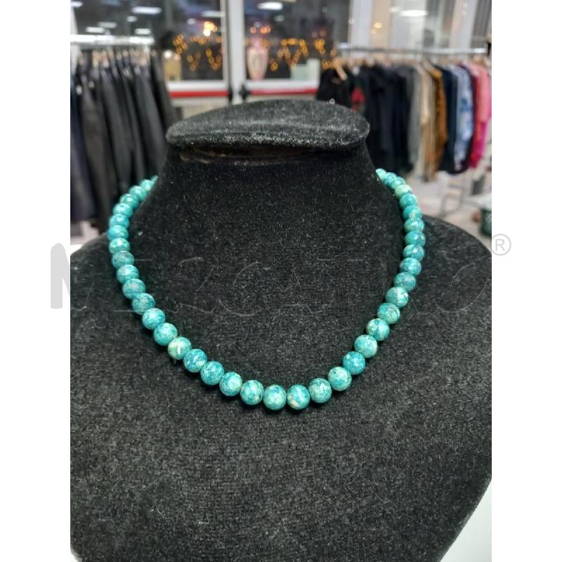 COLLANA  SFERE PIETRE DURE CELESTE  | Mercatino dell'Usato Roma porta di roma 1