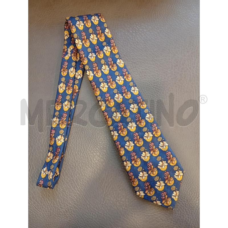 CRAVATTA BORBONESE BLU STAMPA FIORI PURA SETA | Mercatino dell'Usato Roma porta di roma 1