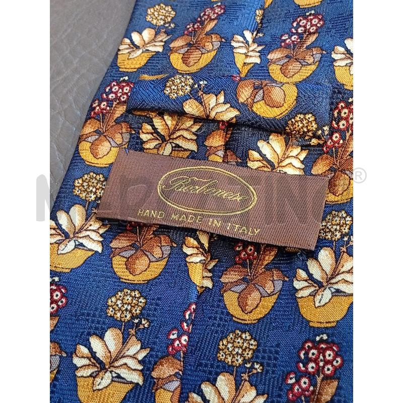 CRAVATTA BORBONESE BLU STAMPA FIORI PURA SETA | Mercatino dell'Usato Roma porta di roma 2