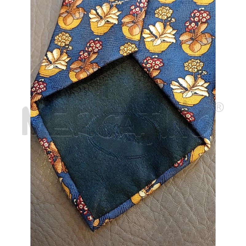 CRAVATTA BORBONESE BLU STAMPA FIORI PURA SETA | Mercatino dell'Usato Roma porta di roma 3
