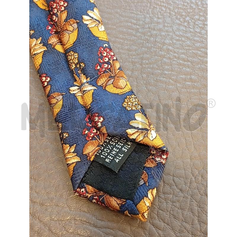 CRAVATTA BORBONESE BLU STAMPA FIORI PURA SETA | Mercatino dell'Usato Roma porta di roma 4