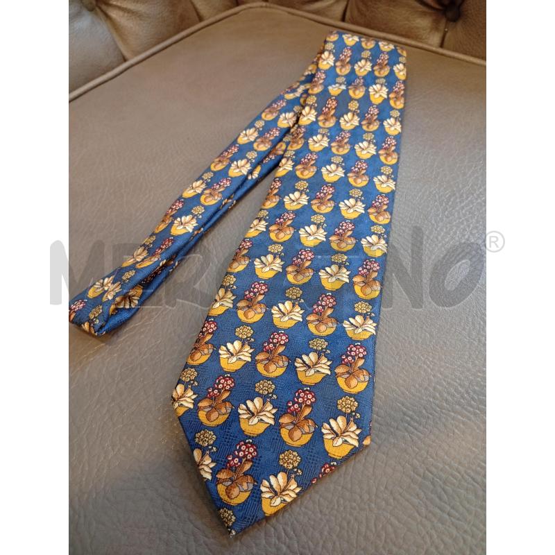 CRAVATTA BORBONESE BLU STAMPA FIORI PURA SETA | Mercatino dell'Usato Roma porta di roma 5