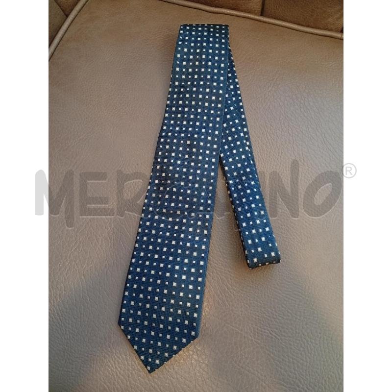 CRAVATTA FELLINI BLU MOTIVO A QUADRI BIANCO | Mercatino dell'Usato Roma porta di roma 1