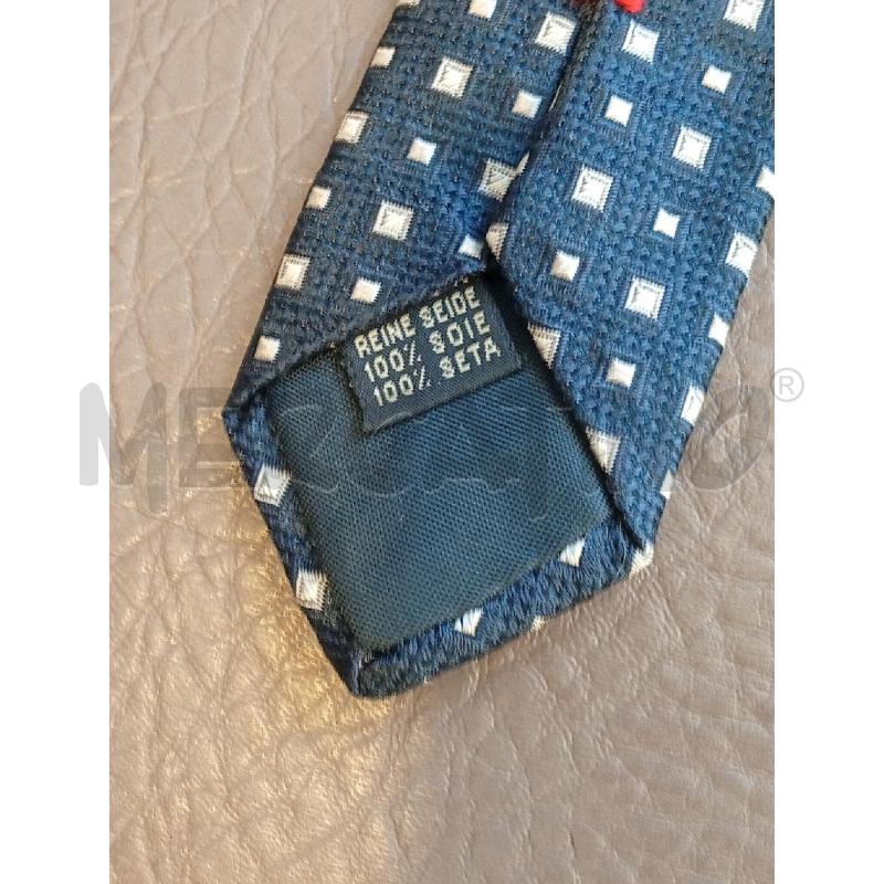 CRAVATTA FELLINI BLU MOTIVO A QUADRI BIANCO | Mercatino dell'Usato Roma porta di roma 3
