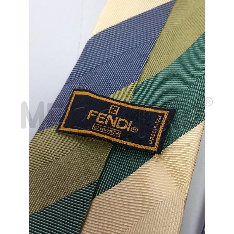 CRAVATTA FENDI VERDE BEIGE REGIMENTAL | Mercatino dell'Usato Roma porta di roma 2