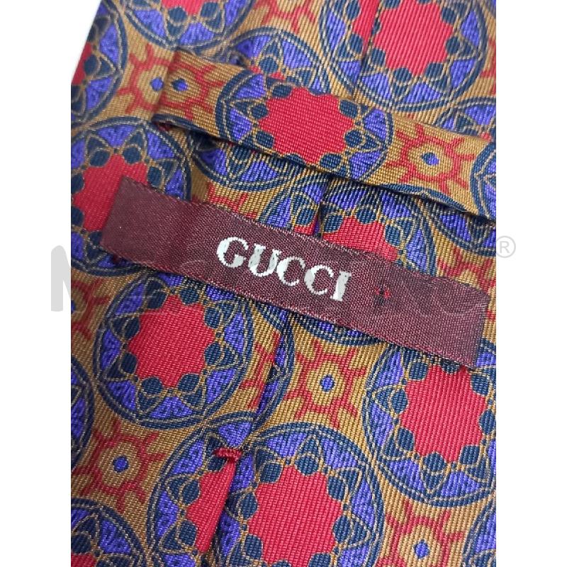 CRAVATTA GUCCI BEIGE MEDAGLIONI ROSSO PURA SETA | Mercatino dell'Usato Roma porta di roma 3