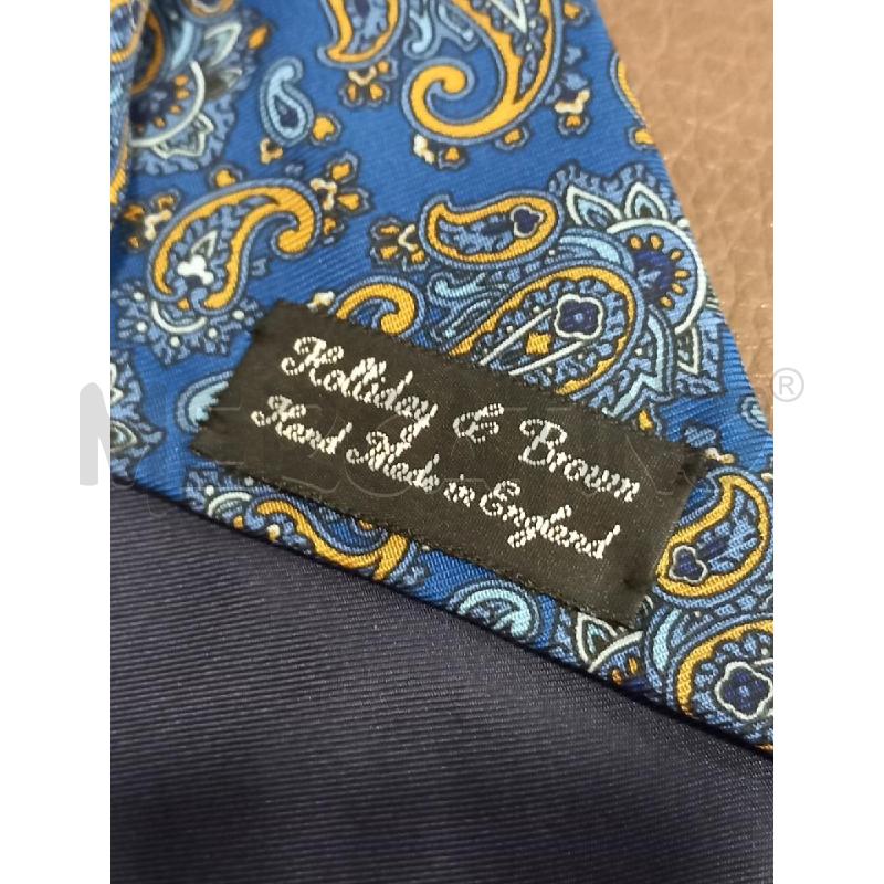 CRAVATTA HOLLIDAY & BROWN AZZURRO PAISLEY PURA SETA | Mercatino dell'Usato Roma porta di roma 3