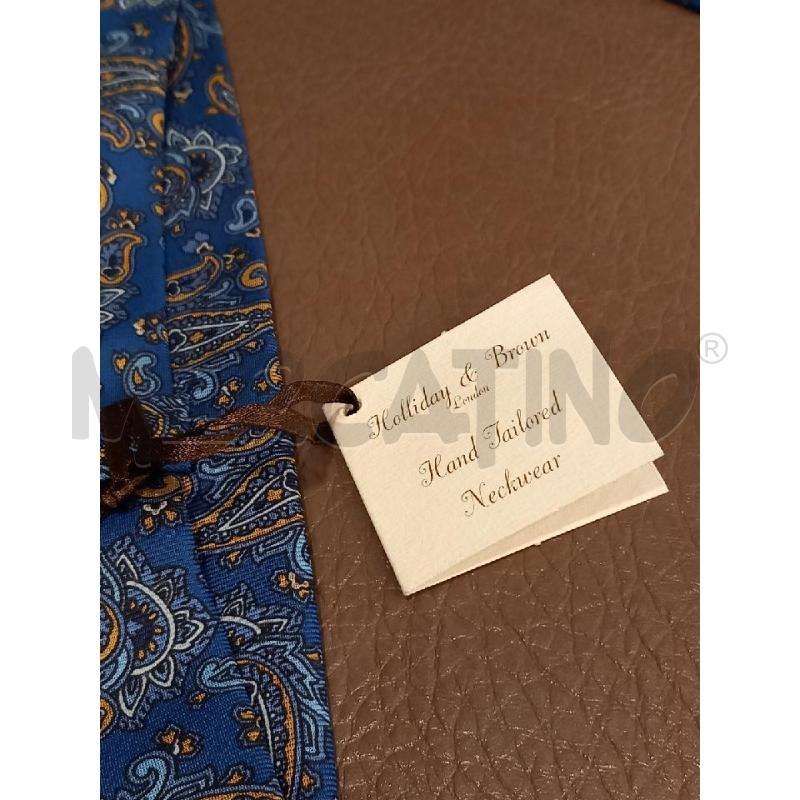 CRAVATTA HOLLIDAY & BROWN AZZURRO PAISLEY PURA SETA | Mercatino dell'Usato Roma porta di roma 4