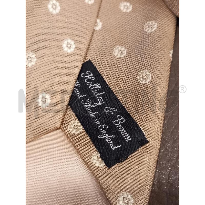 CRAVATTA HOLLIDAY & BROWN BEIGE FANTASIA FLOREALE PURA SETA | Mercatino dell'Usato Roma porta di roma 3