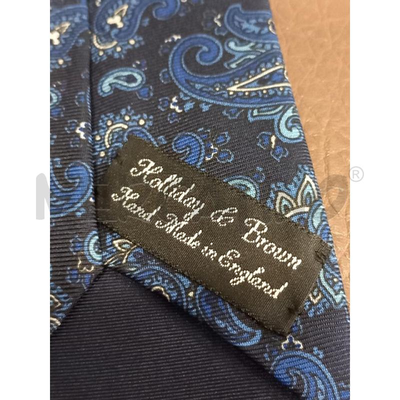 CRAVATTA HOLLIDAY & BROWN BLU PAISLEY PURA SETA | Mercatino dell'Usato Roma porta di roma 3