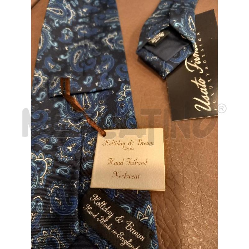 CRAVATTA HOLLIDAY & BROWN BLU PAISLEY PURA SETA | Mercatino dell'Usato Roma porta di roma 5