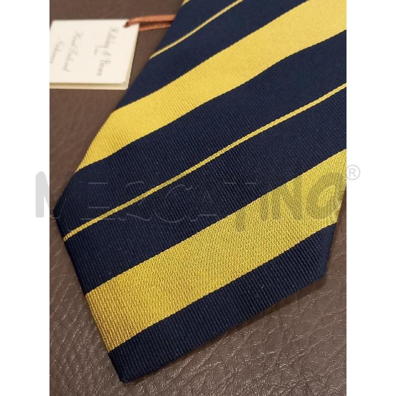 CRAVATTA HOLLIDAY & BROWN REGIMENTAL GIALLO/BLU PURA SETA | Mercatino dell'Usato Roma porta di roma 2