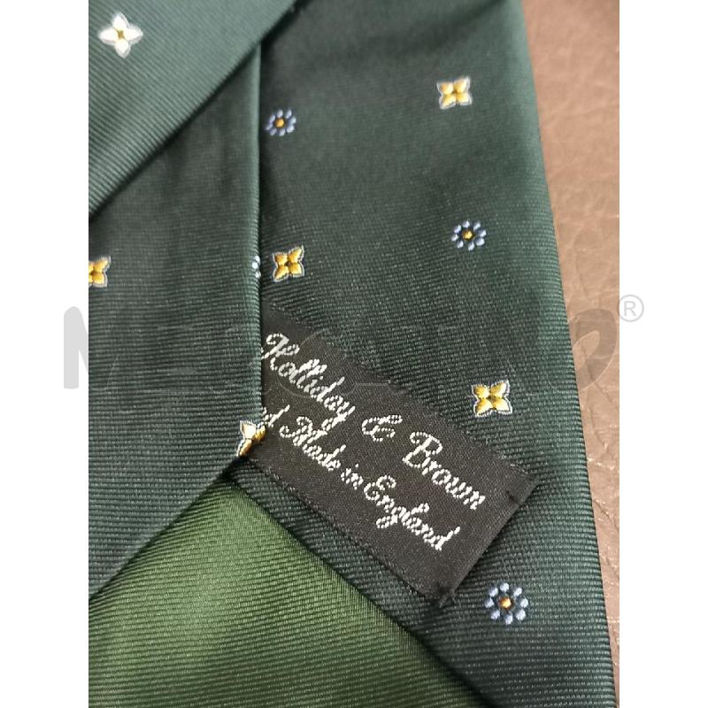 CRAVATTA HOLLIDAY & BROWN VERDE FANTASIA FLOREALE PURA SETA | Mercatino dell'Usato Roma porta di roma 3