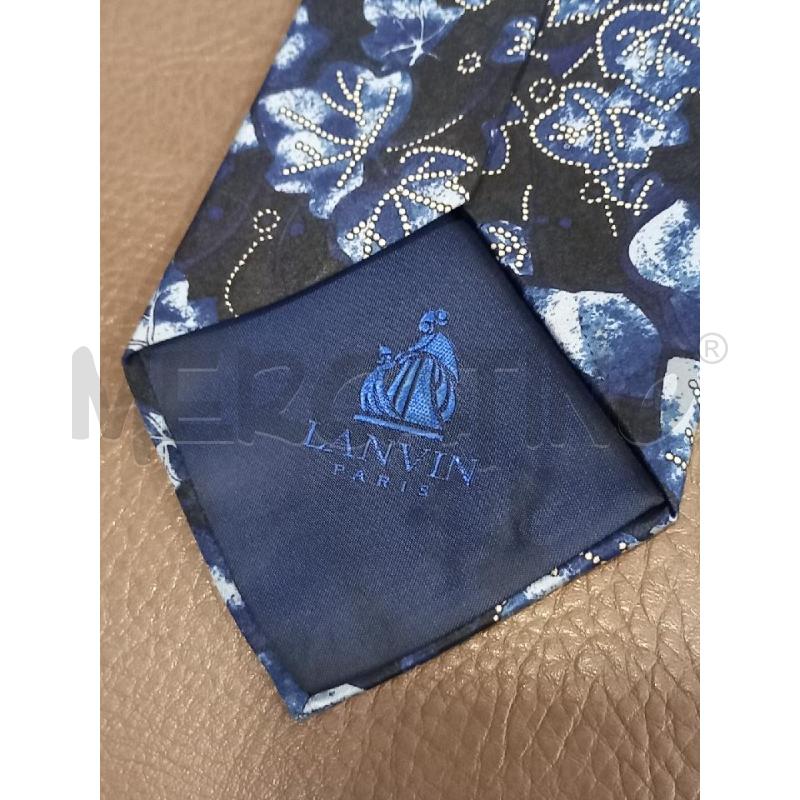 CRAVATTA LANVIN BLU FIORI PURA SETA | Mercatino dell'Usato Roma porta di roma 2