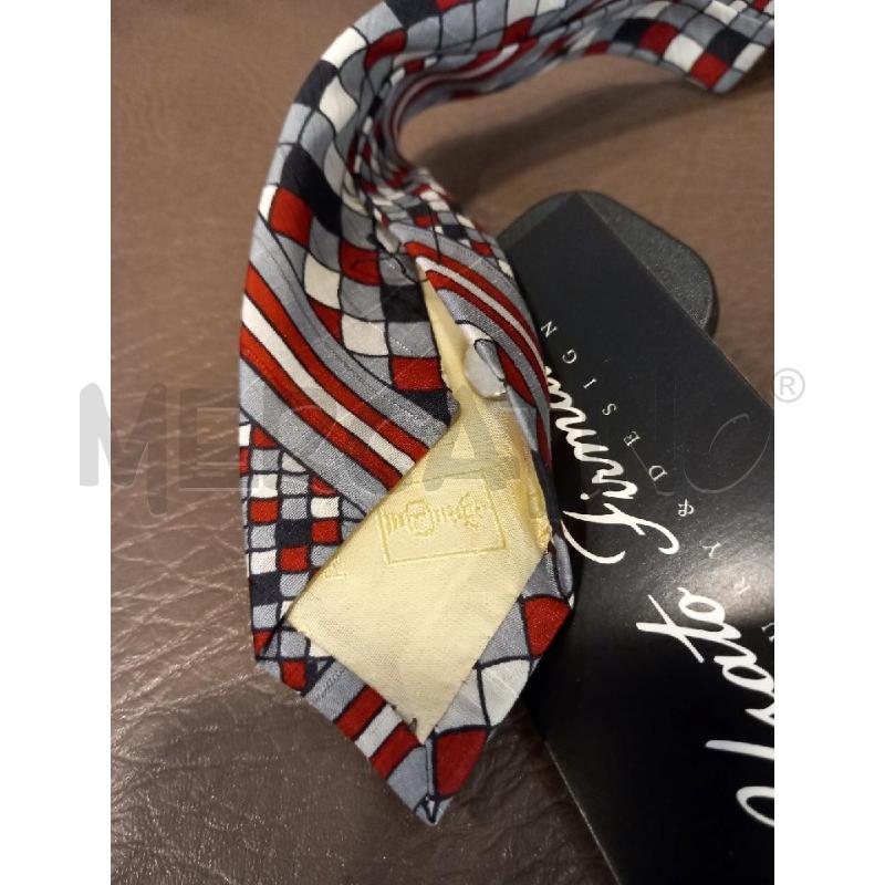 CRAVATTA LANVIN GRIGIO FANTASIA MOSAICO ROSSO | Mercatino dell'Usato Roma porta di roma 2