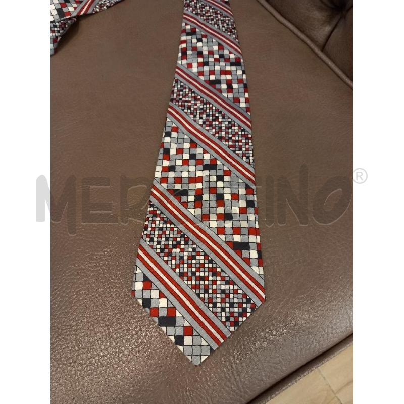 CRAVATTA LANVIN GRIGIO FANTASIA MOSAICO ROSSO | Mercatino dell'Usato Roma porta di roma 3