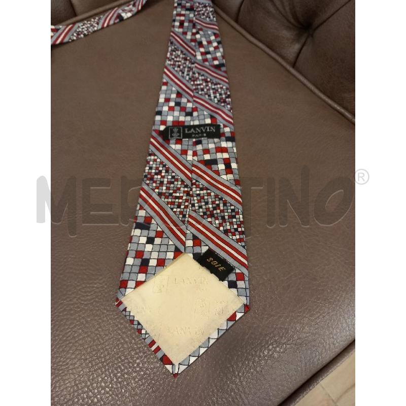 CRAVATTA LANVIN GRIGIO FANTASIA MOSAICO ROSSO | Mercatino dell'Usato Roma porta di roma 4