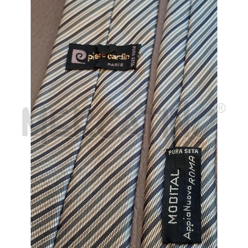 CRAVATTA PIERRE CARDIN ARGENTATO REGIMENTAL | Mercatino dell'Usato Roma porta di roma 3