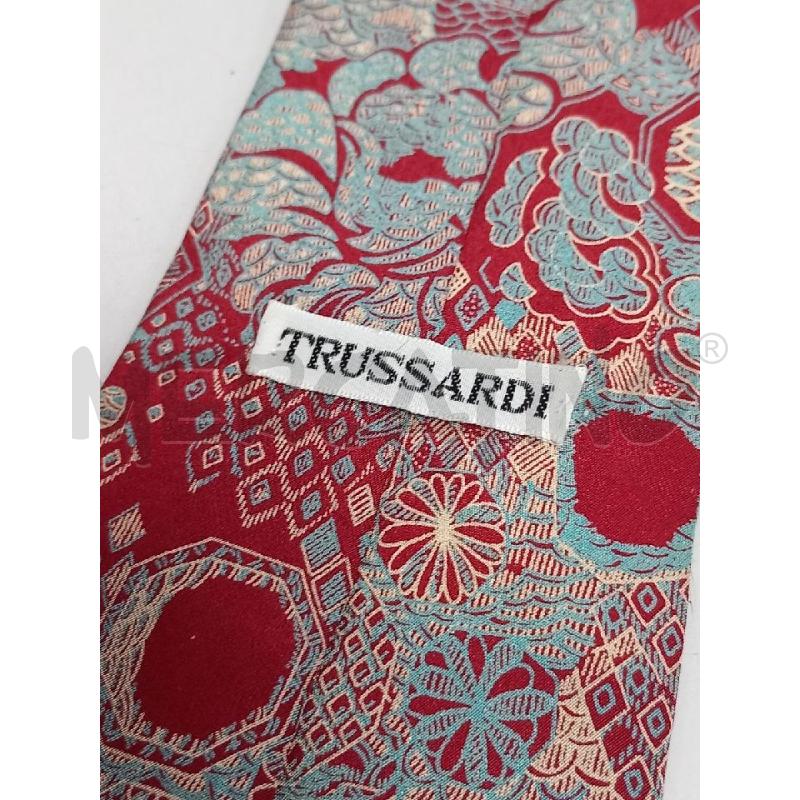 CRAVATTA TRUSSARDI ROSSO FANTASIA FLOREALE CELESTE | Mercatino dell'Usato Roma porta di roma 3