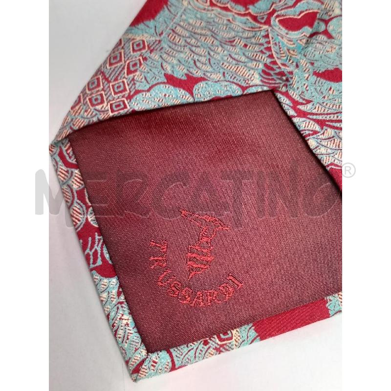 CRAVATTA TRUSSARDI ROSSO FANTASIA FLOREALE CELESTE | Mercatino dell'Usato Roma porta di roma 4