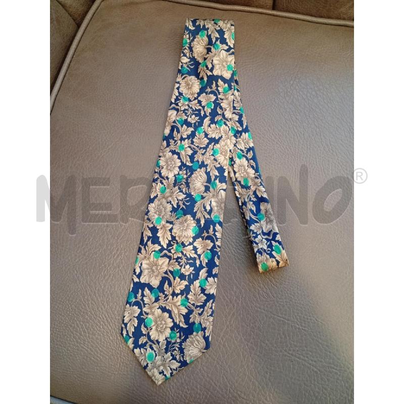 CRAVATTA YVES SAINT LAURENT BLU FANTASIA FLOREALE BEIGE | Mercatino dell'Usato Roma porta di roma 1