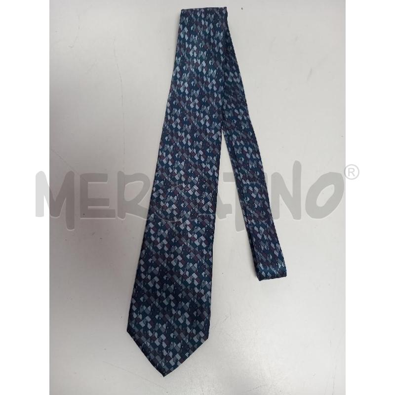 CRAVATTA YVES SAINT LAURENT BLU GRIGIO MOTIVO GEOMETRICO SETA | Mercatino dell'Usato Roma porta di roma 1