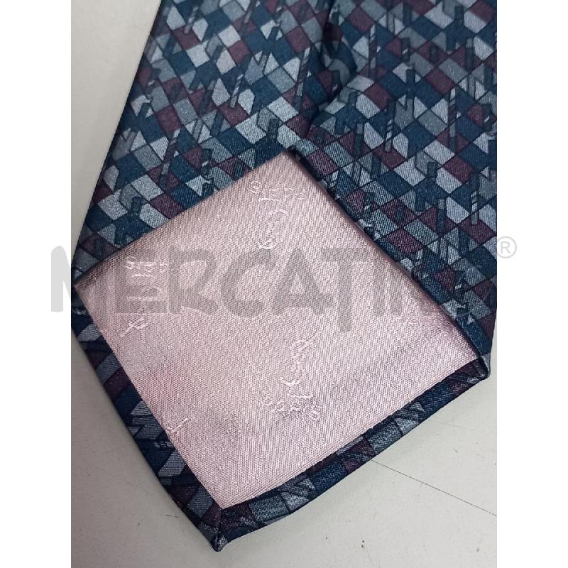 CRAVATTA YVES SAINT LAURENT BLU GRIGIO MOTIVO GEOMETRICO SETA | Mercatino dell'Usato Roma porta di roma 2