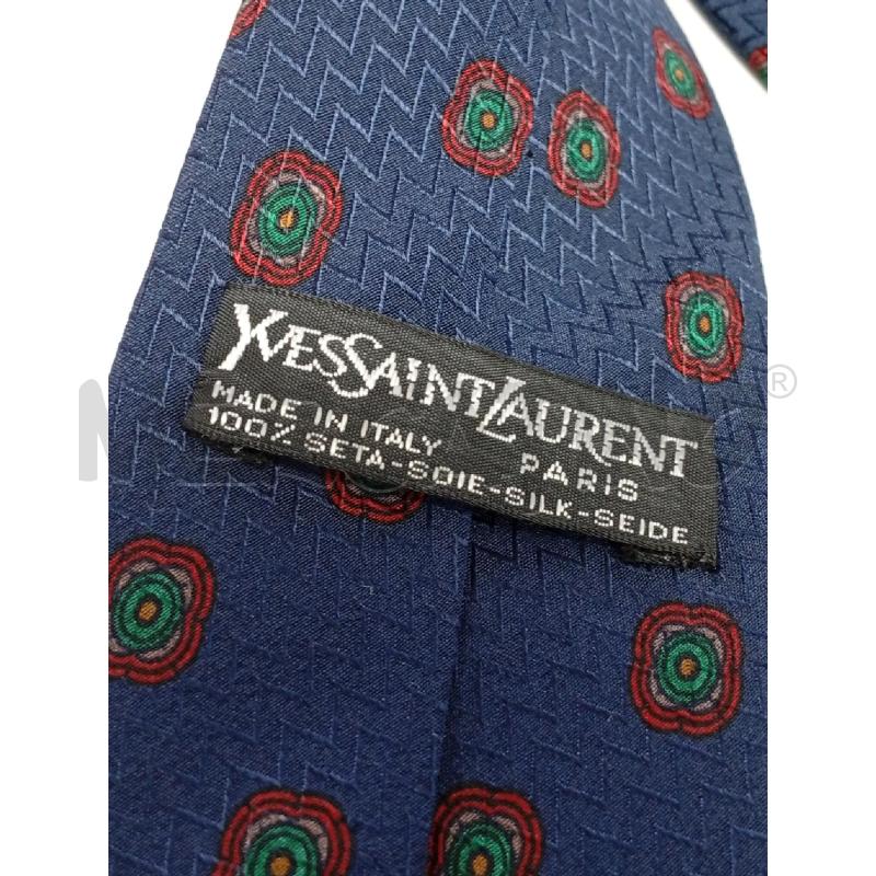 CRAVATTA YVES SAINT LAURENT BLU MEDAGLIONE | Mercatino dell'Usato Roma porta di roma 4
