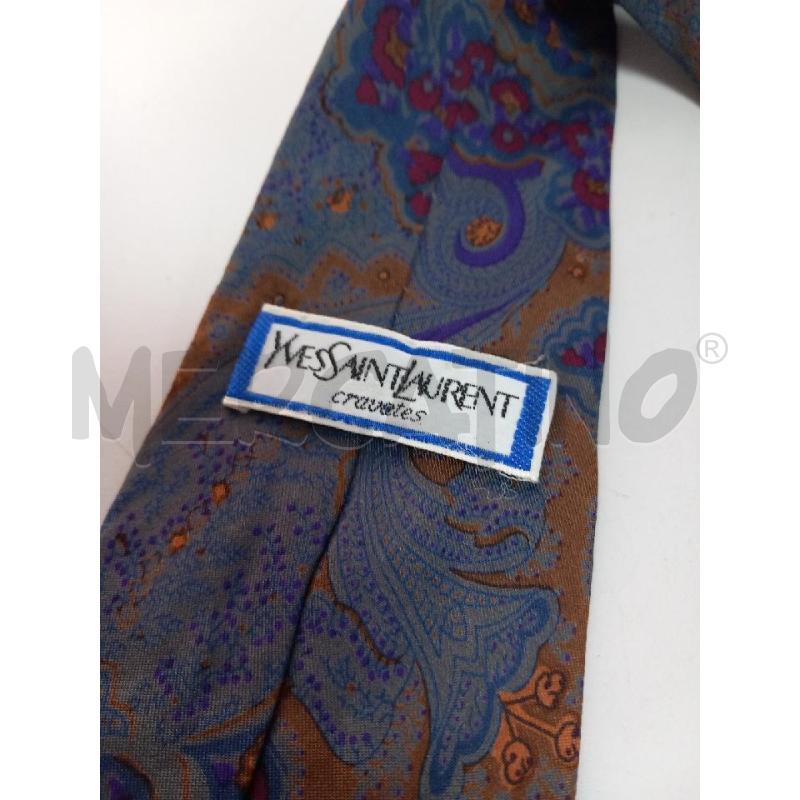 CRAVATTA YVES SAINT LAURENT BLU PAISLEY | Mercatino dell'Usato Roma porta di roma 3