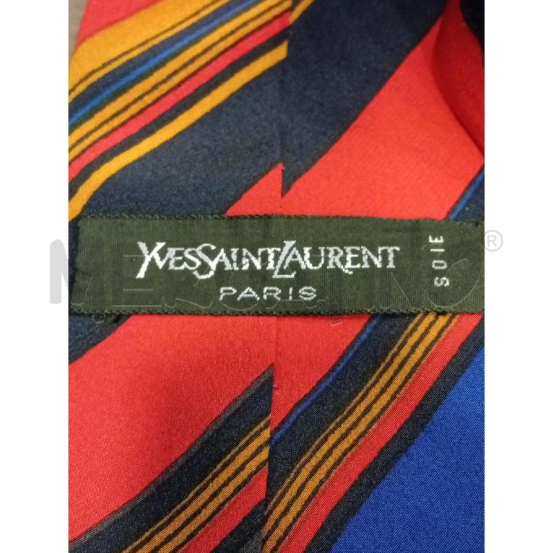 CRAVATTA YVES SAINT LAURENT ROSSO RIGHE MULTICOLOR | Mercatino dell'Usato Roma porta di roma 2