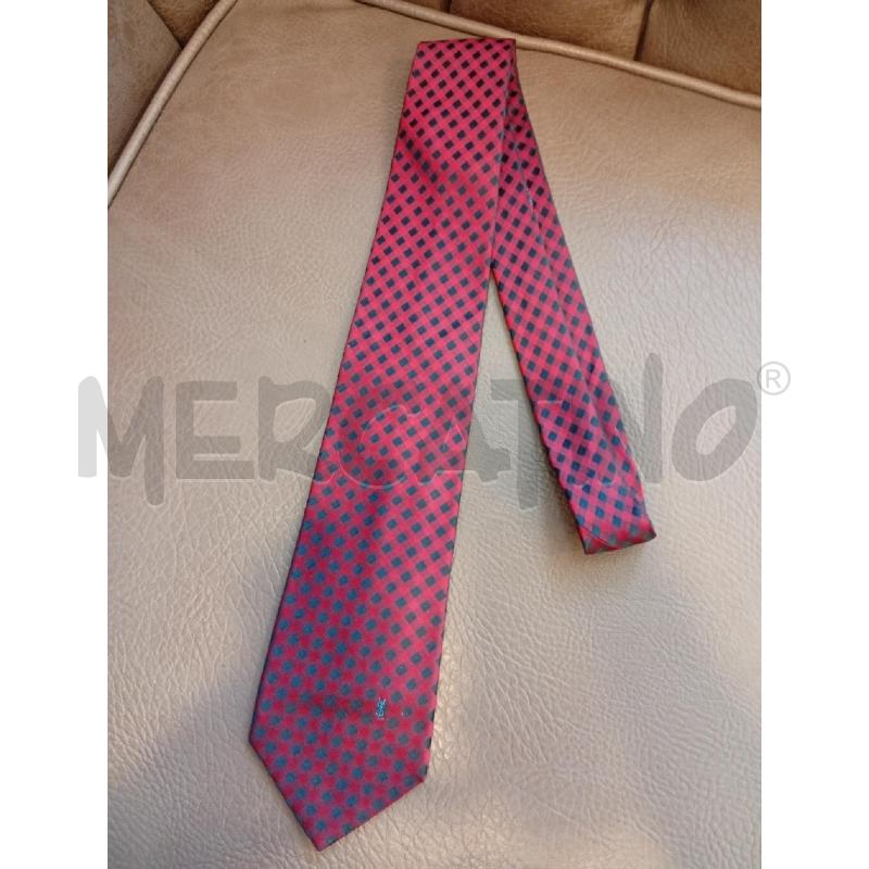 CRAVATTA YVES SAINT LAURENT ROSSO SCACCHI BLU | Mercatino dell'Usato Roma porta di roma 1