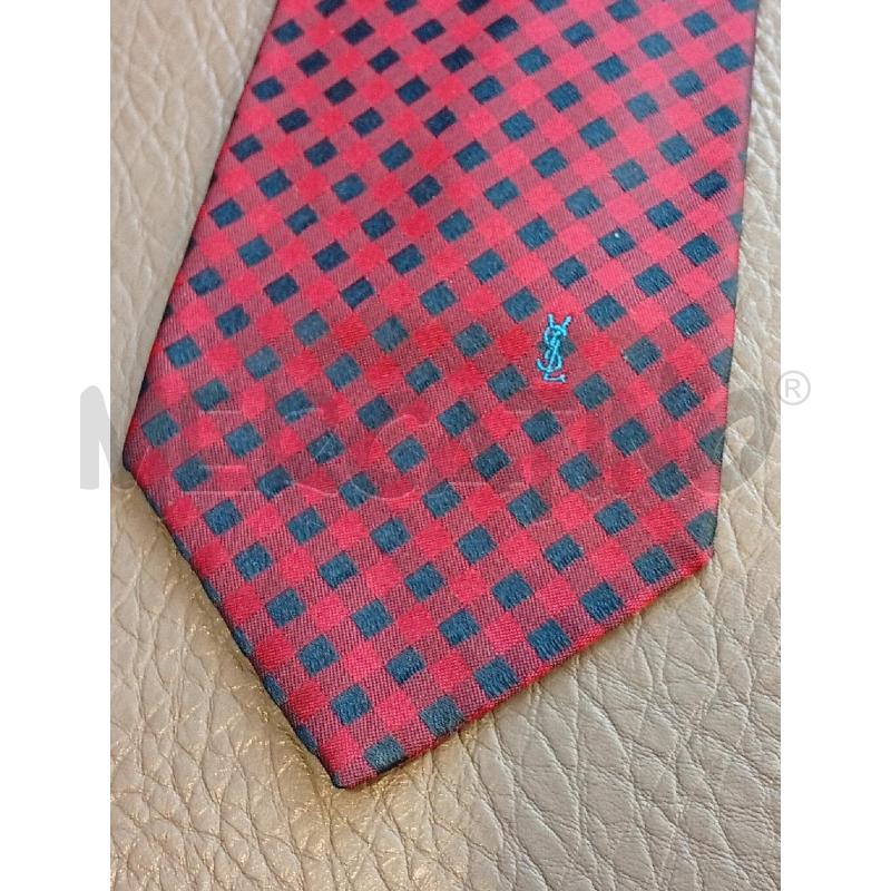 CRAVATTA YVES SAINT LAURENT ROSSO SCACCHI BLU | Mercatino dell'Usato Roma porta di roma 2