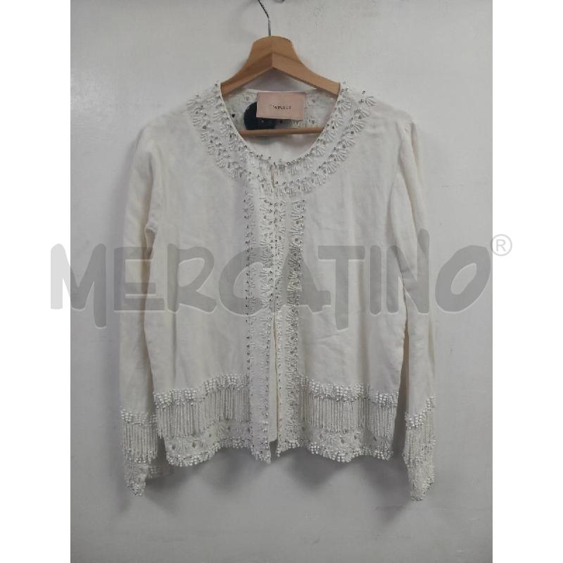 GIACCA DONNA TWINSET BIANCO PAILLETTES PERLINE BIANCHE | Mercatino dell'Usato Roma porta di roma 1