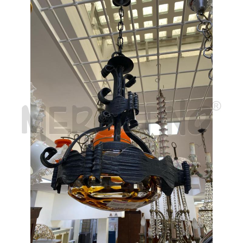 LAMPADARIO   FERRO  AMBRATO | Mercatino dell'Usato Roma porta di roma 1