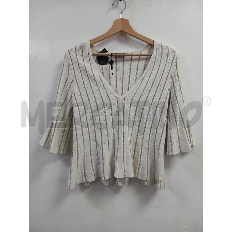 MAGLIA DONNA TWIN SETBIANO RIGHE DOR | Mercatino dell'Usato Roma porta di roma 1