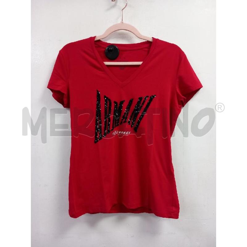 MAGLIA D ARMANI EXCHANGE ROSSO PAILLETTES NERO | Mercatino dell'Usato Roma porta di roma 1