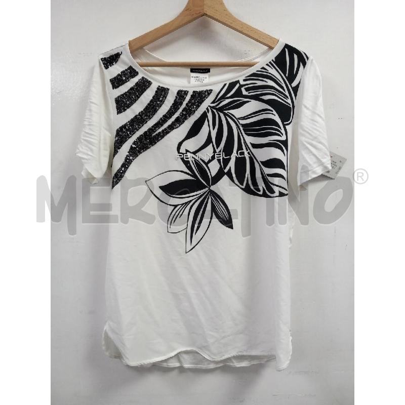 MAGLIA D PENNYBLACK BIANCO STAMPA FLOREALE NERO PAILLETTES | Mercatino dell'Usato Roma porta di roma 1