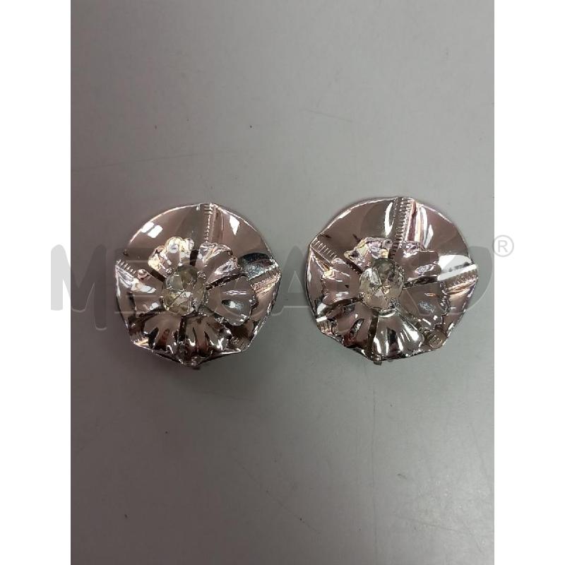 ORECCHINI CLIP ARGENTATI FIORE STRASS | Mercatino dell'Usato Roma porta di roma 1