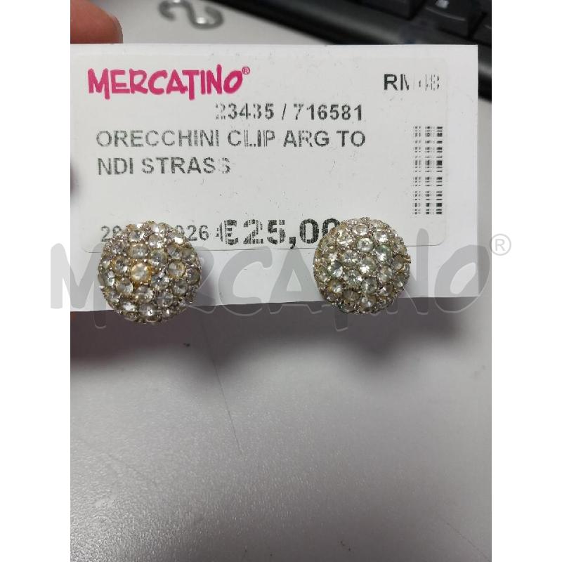 ORECCHINI CLIP ARG TONDI STRASS | Mercatino dell'Usato Roma porta di roma 1