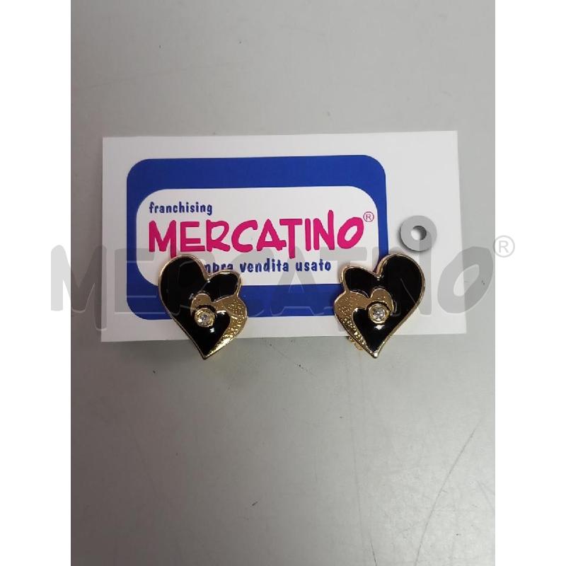 ORECCHINI CLIP DORATO CUORE NERO SMALTATO PUNTO LUCE | Mercatino dell'Usato Roma porta di roma 1