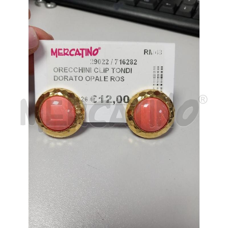 ORECCHINI CLIP TONDI DORATO OPALE ROSA | Mercatino dell'Usato Roma porta di roma 1