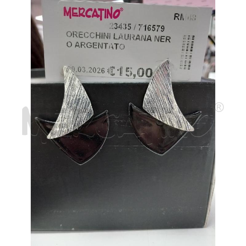 ORECCHINI LAURANA NERO ARGENTATO | Mercatino dell'Usato Roma porta di roma 1