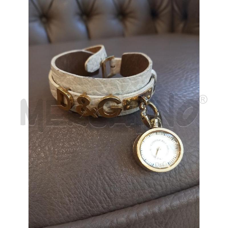 OROLOGIO DOLCE & GABBANA VINTAGE QUADRANTE OVALE METALLO DORATO AL QUARZO CINTURINO IN PELLE BIANCO | Mercatino dell'Usato Roma porta di roma 1