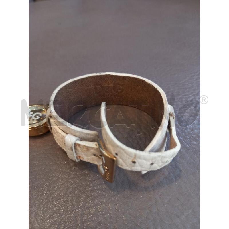 OROLOGIO DOLCE & GABBANA VINTAGE QUADRANTE OVALE METALLO DORATO AL QUARZO CINTURINO IN PELLE BIANCO | Mercatino dell'Usato Roma porta di roma 4