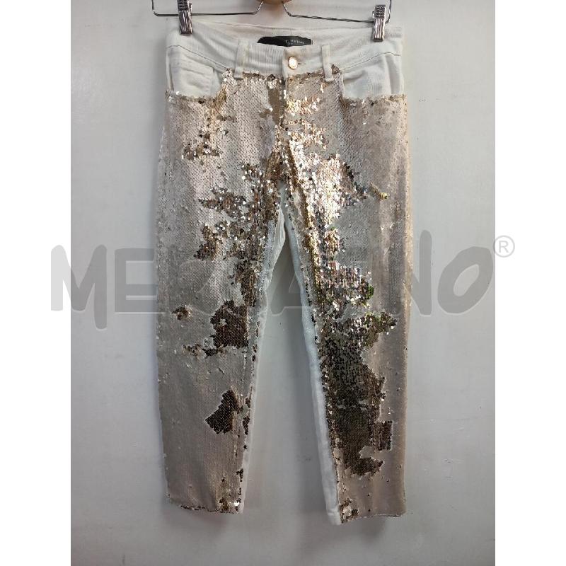PANTALONE DONNA SANDRO FERRONE BIANCO PAILLETES | Mercatino dell'Usato Roma porta di roma 1