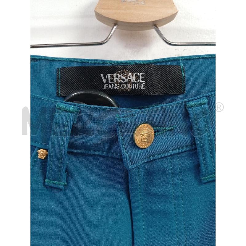 PANTALONE DONNA VERSACE COUTURE PETROLIO | Mercatino dell'Usato Roma porta di roma 2