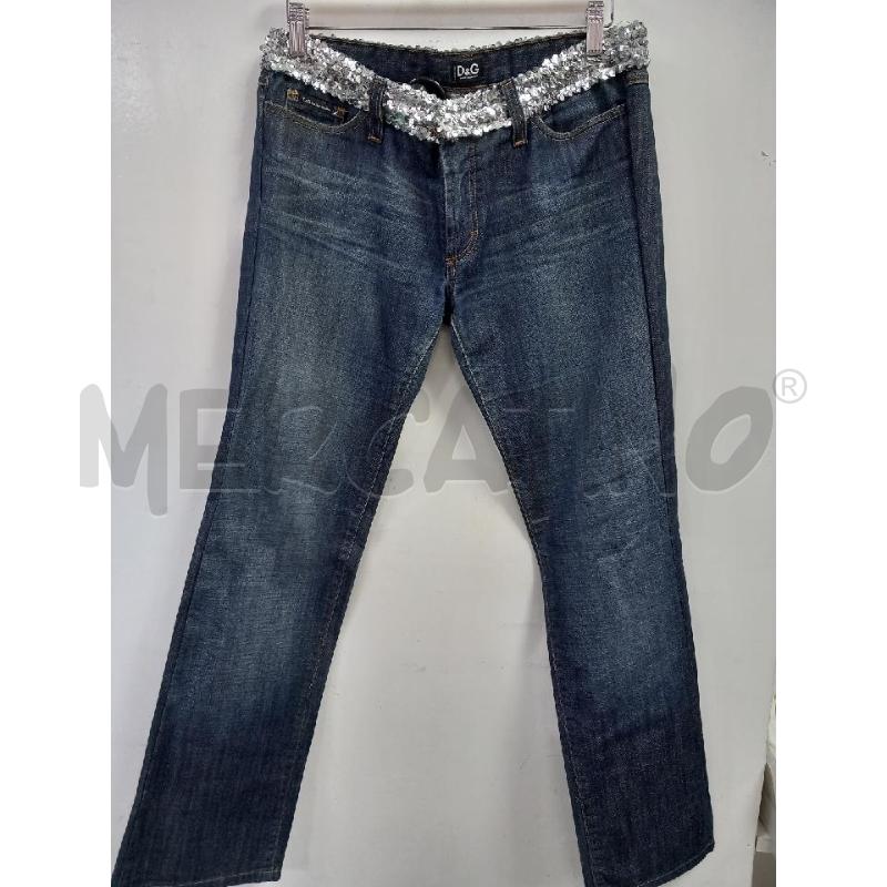 PANTALONE D DOLCE&GABBANA BLU DENIM PAILLETTES ARGENTATO | Mercatino dell'Usato Roma porta di roma 1
