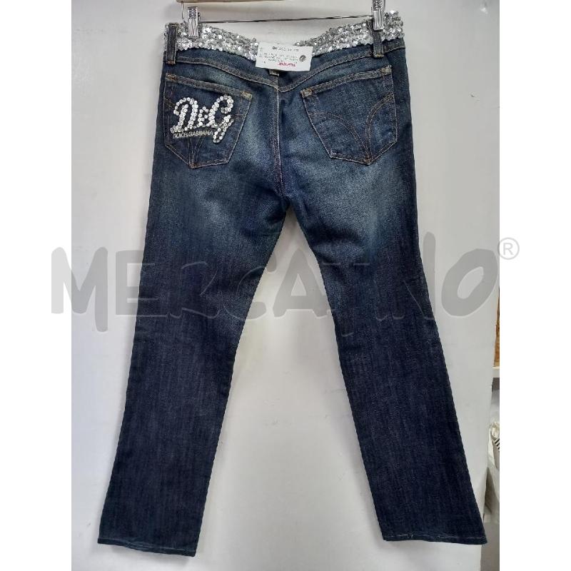 PANTALONE D DOLCE&GABBANA BLU DENIM PAILLETTES ARGENTATO | Mercatino dell'Usato Roma porta di roma 2