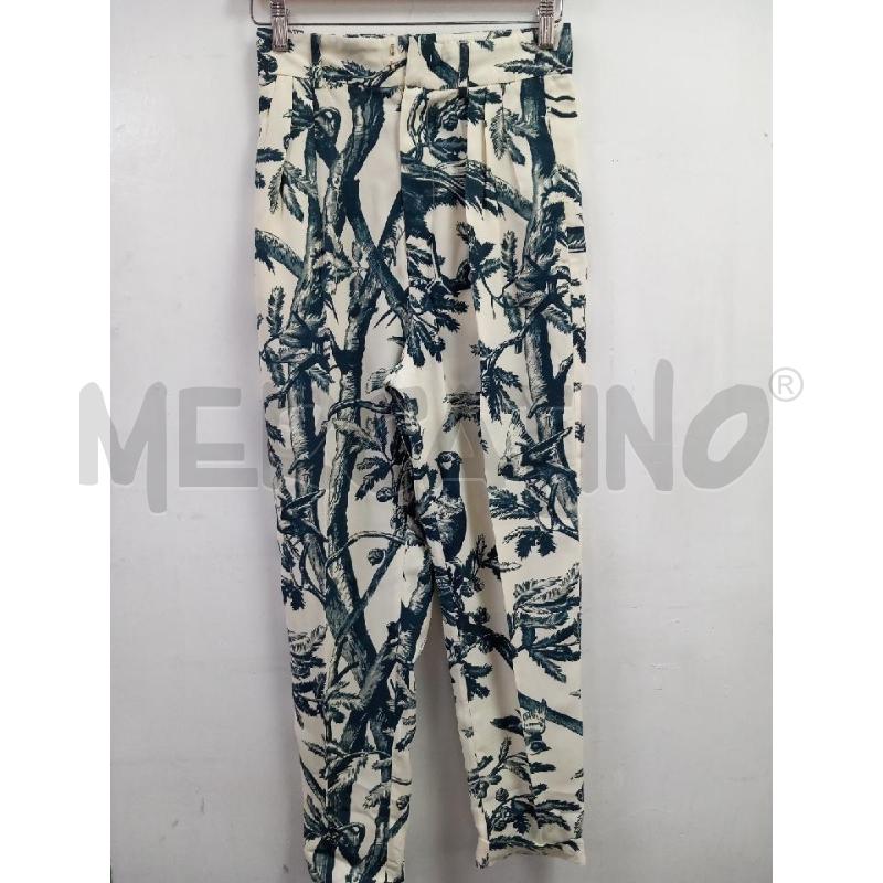 PANTALONE D MAX&CO BEIGE ALBERI BLU | Mercatino dell'Usato Roma porta di roma 1